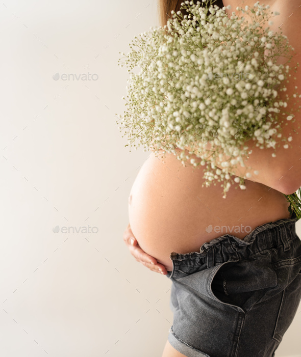 Cropped Shot Of Unrecognizable Naked Pregnant Woman Hiding Breast With