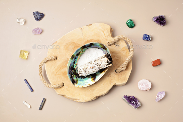 Smudge Kit With White Sage Stick Abalone Sea Shell Natural Elements