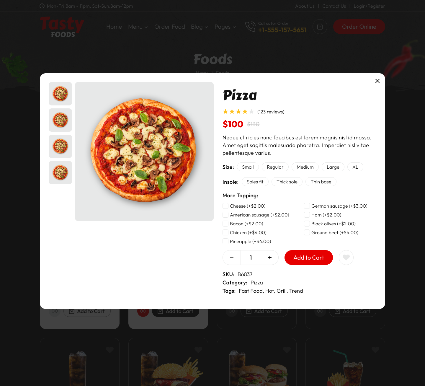 Tasty Foods Fast Food Restaurant Figma Web Template By Glorywebs