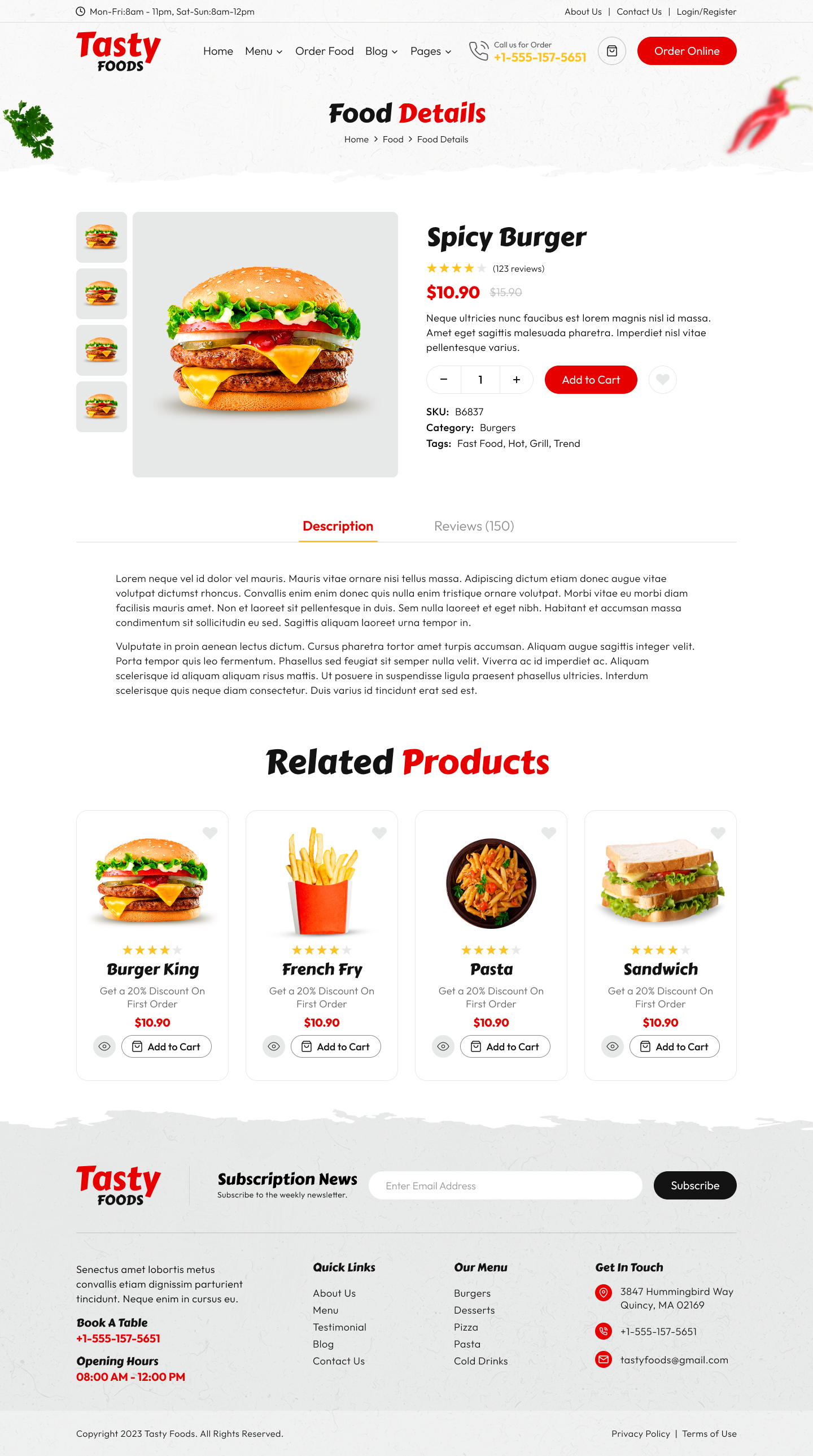 Tasty Foods Fast Food Restaurant Figma Web Template By Glorywebs