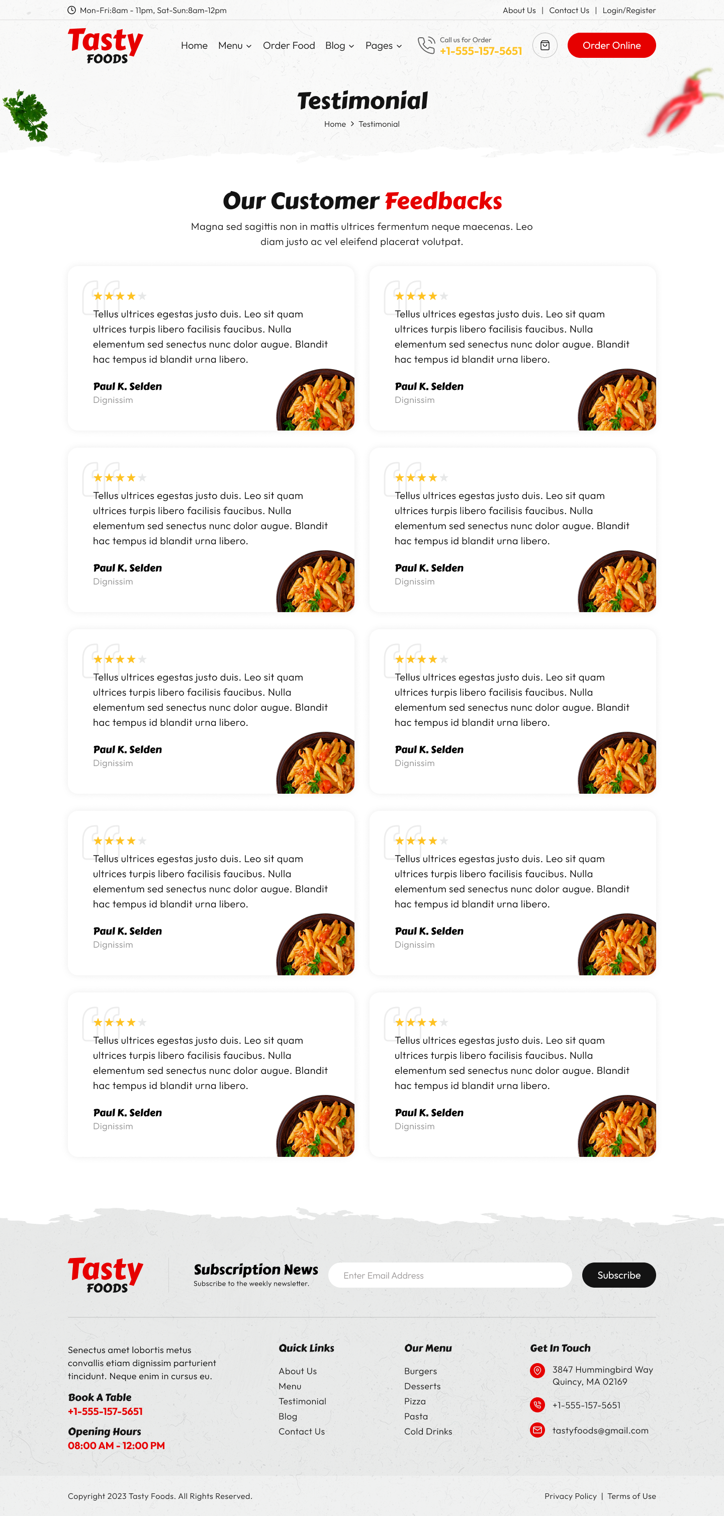 Tasty Foods Fast Food Restaurant Figma Web Template By Glorywebs