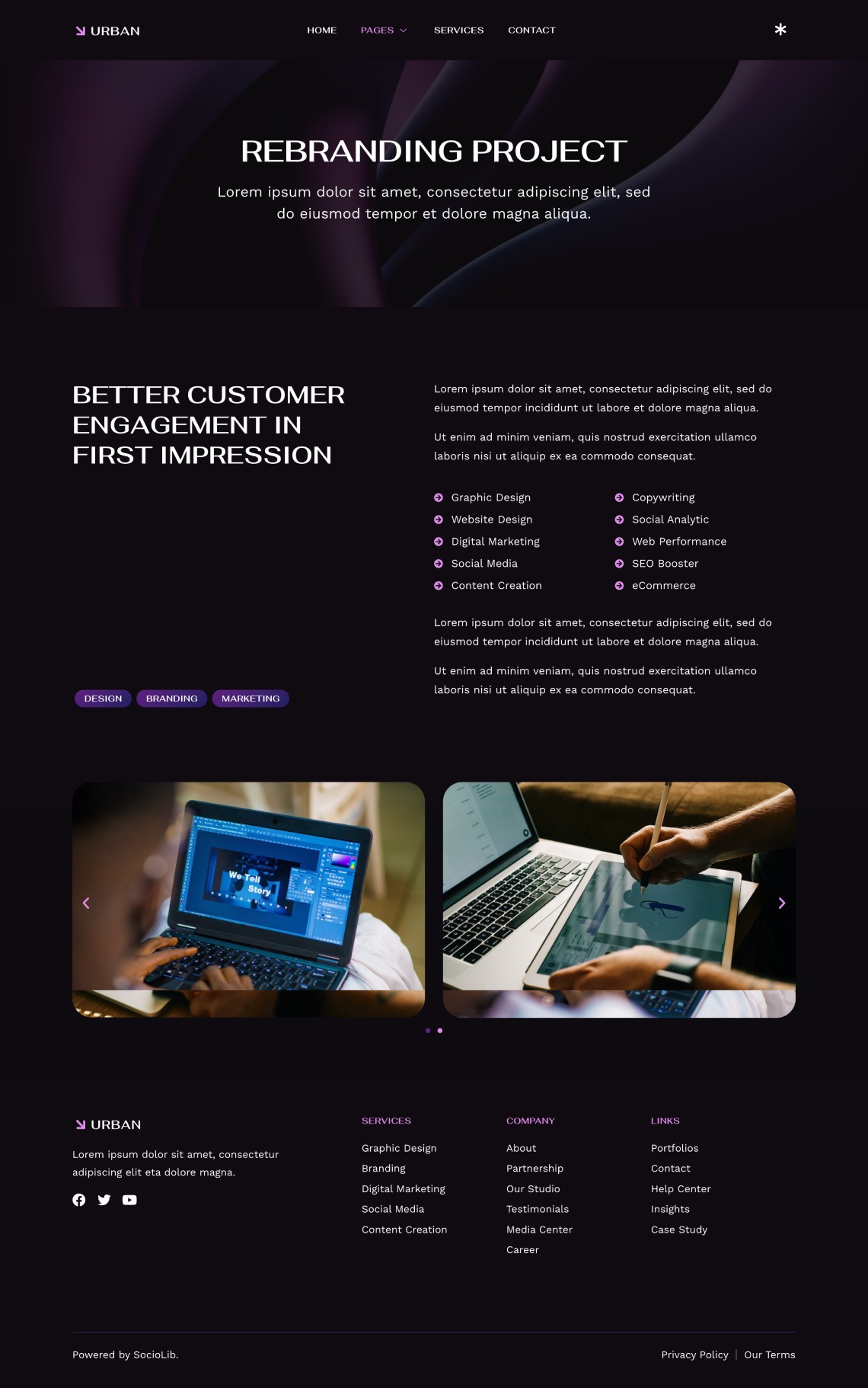 Urban Dark Digital Agency Portfolios Elementor Template Kit By Sociolib