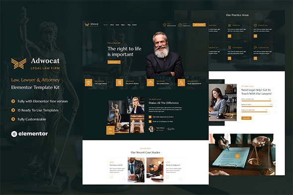 Adwocat Law Firm Attorney Elementor Template Kit By Kinforce