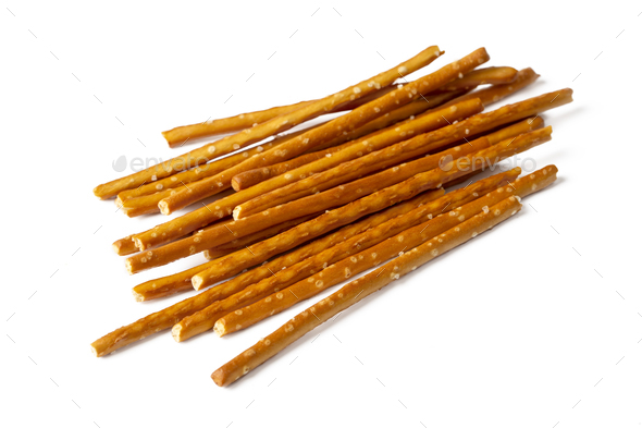 Stick Cracker Pretzel On White Background Crunchy Salted Pretzel