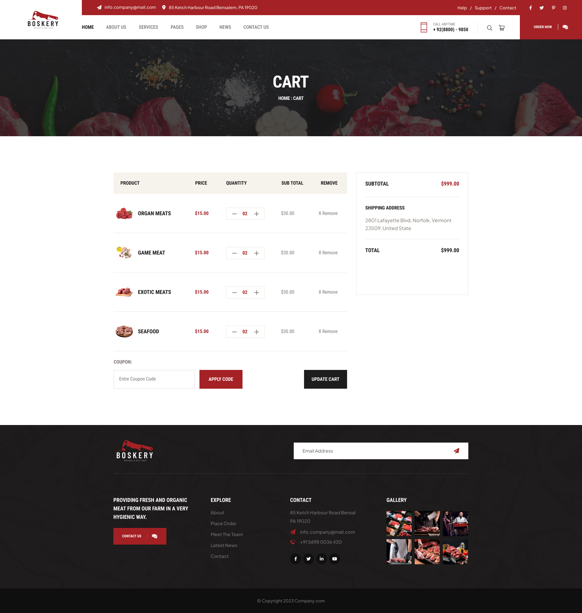 Boskery Butcher Meat Shop Figma Template By Pixydrops Themeforest