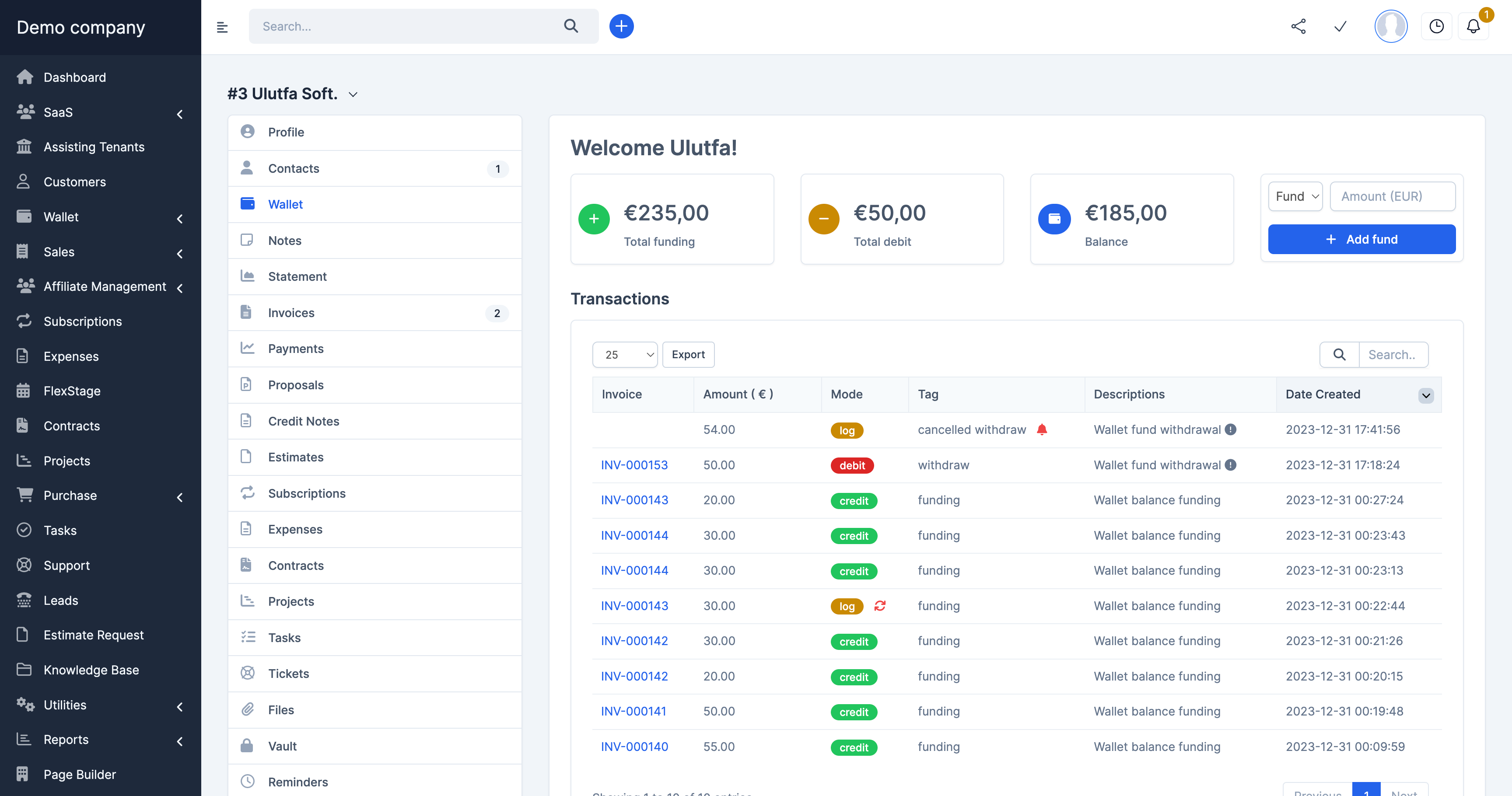 Wallet Module For Perfex Crm Smart Invoice Payment By Ulutfa Codecanyon