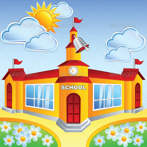 cartoon school building