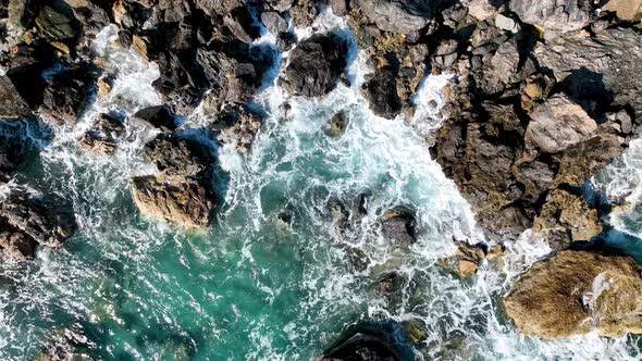 Texture Of The Sea And Wild Beach Aerial View K Stock Footage