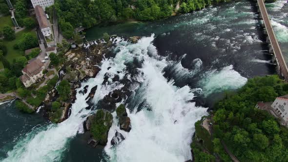 Aerial View Of The Rhine Falls Rheinfall In Switzerland Europe