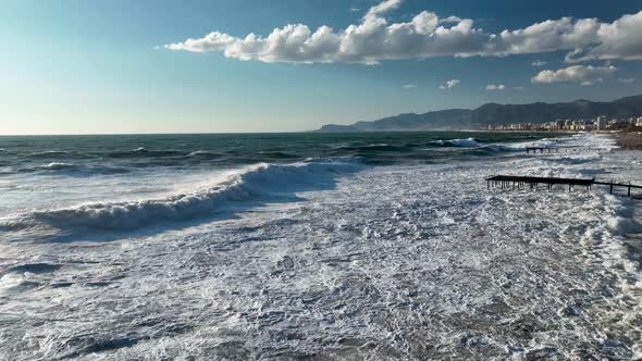 Grand Storm Waves Aerial View 4 K Stock Footage VideoHive