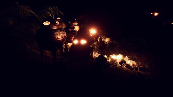 Golden Altar With Candles At Night Motion Graphics Videohive