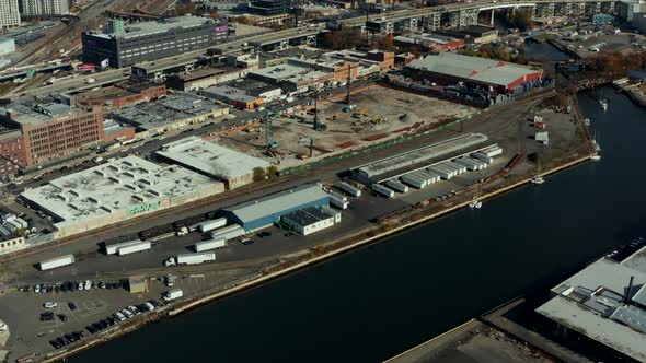 Aerial View Logistic Site on Waterfront alt