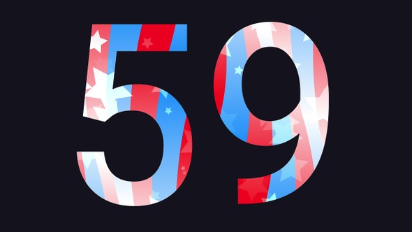 60 Seconds Countdown. U.S. Patriotic Colors