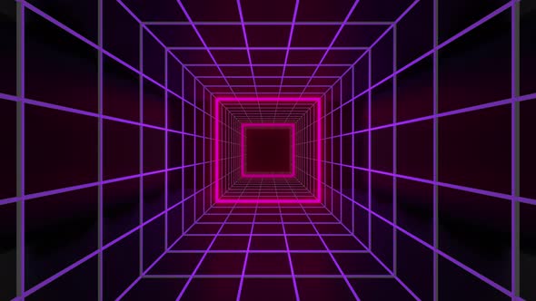 Cube Grid Neon 01 4k