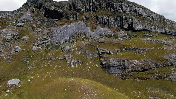 Natural Rock Formations At Lagunas De Alto Peru In Peruvian Province Of Sao Paulo. aerial, forward alt