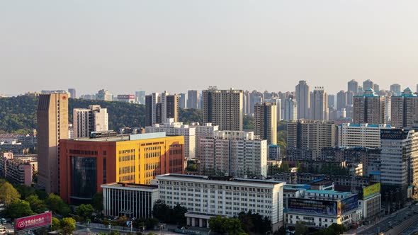 Timelapse of Wuhan city .Panoramic skyline and buildings alt