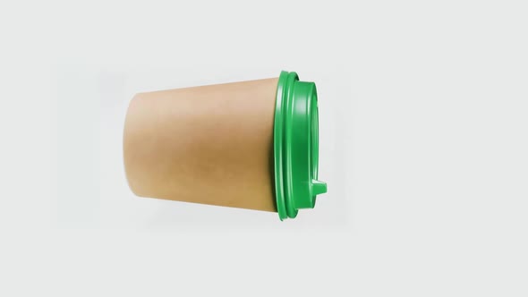 Vertical Shot of Brown Hot Coffee Cup Isolated on White Background alt