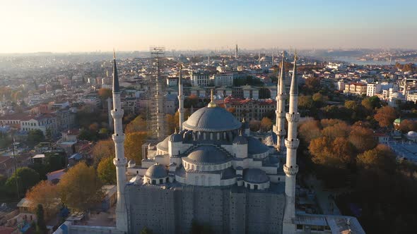 Camlica Mosque and Istanbul Sunset Drone Video