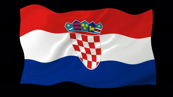 Croatia Waving Flag Animated Black Background
