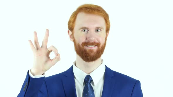Okay Sign by Red Hair Beard Businessman alt
