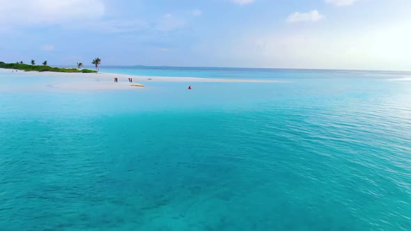 Drone Flyuing Along Maldive Paradise Tropical Island