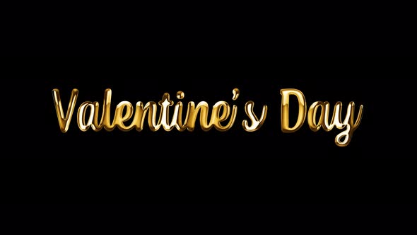 Valentine's Day golden text with animated glossy highlights. video close-up of words for Valentine's