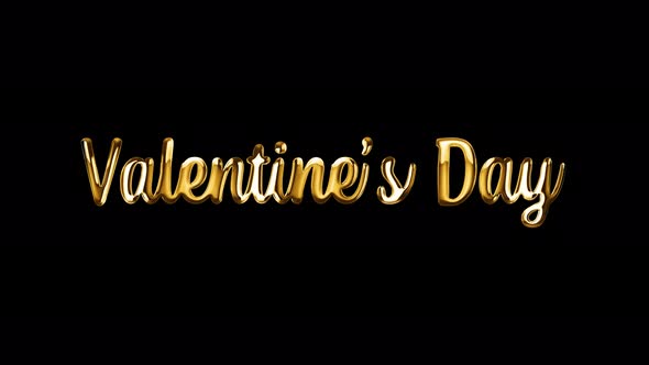 Valentine's Day golden text with animated glossy highlights. video close-up of words for Valentine's alt