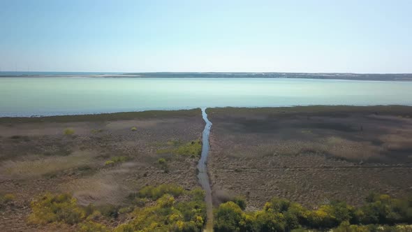 Akrotiri Salt Lake From High in Limassol Area, Aerial View