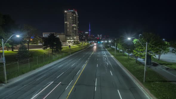 Time Lapse Motion Control Highway And Downtown Toronto With Cn Tower 