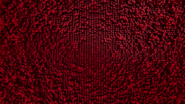 Looping Abstract Red Field of Dot Pins Undulating Up and Down Background