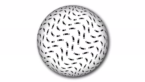 Stripy line attached on a sphere. Stripy sphere animated on white background. Vd 970 alt