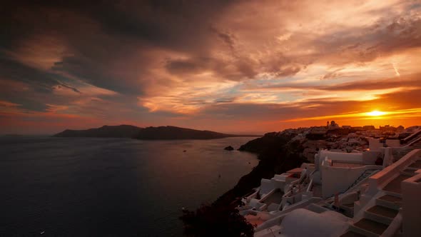 Greek Santorini Caldera Timelapse from Sunset to Night Time alt