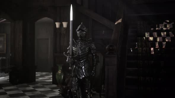 Old Interior Castle with Knight Armor