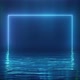 Shining Blue Neon Square Over Water - VideoHive Item for Sale