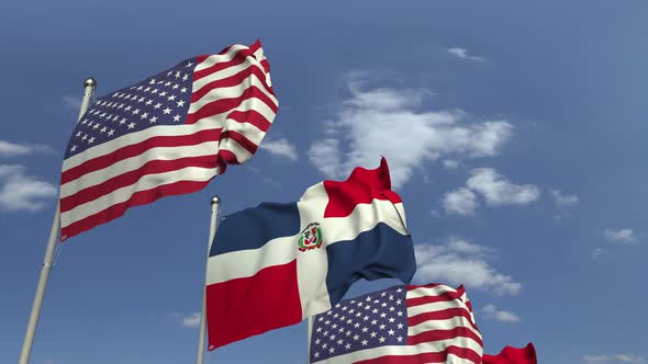 Flags of the Dominican Republic and the USA alt
