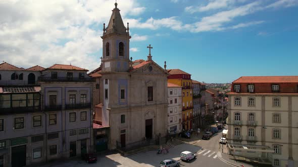 Aerial View of Church in Porto City Portugal