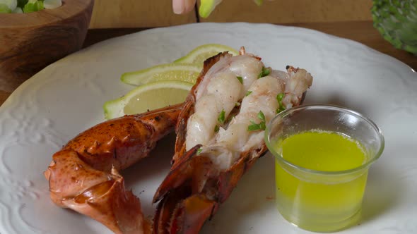 Lemon Squeeze Over Lobster Tail 