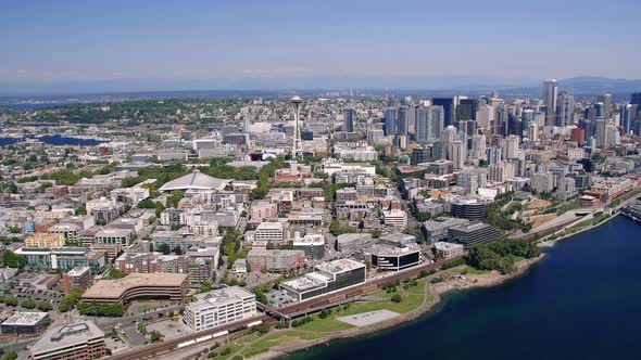 Seattle Washington Aerial Travel Background On Sunny Day alt