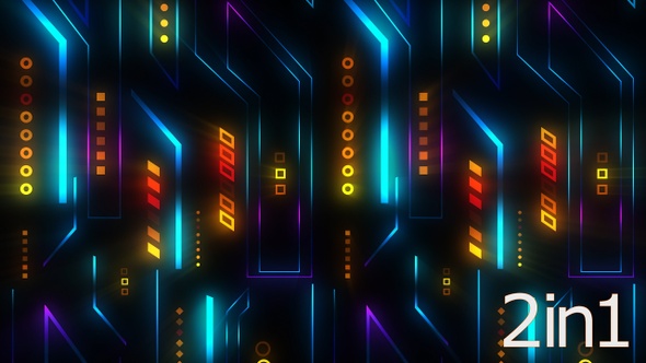 4k Techno Neon Lights Background