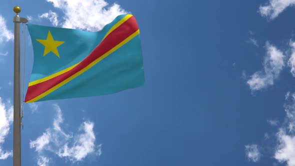 Democratic Republic Of The Congo Flag On Flagpole alt
