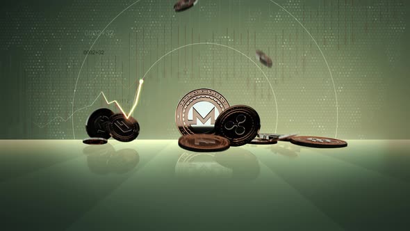13 - 4 MONERO Cryptocurrency Background with Text and Statistics 4K