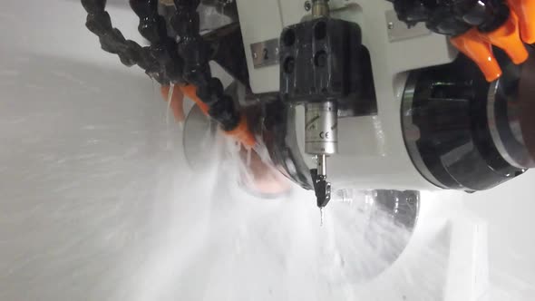 The Machine for Sharpening the Cutting Tool. Work with a Strong Supply of Cutting Fluid, a Lot of alt