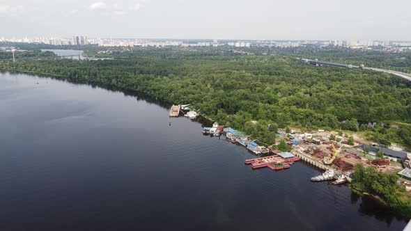 Small River Port with Industrial Construction Work alt