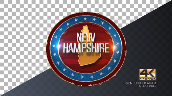 New Hampshire United States of America State Map with Flag 4K