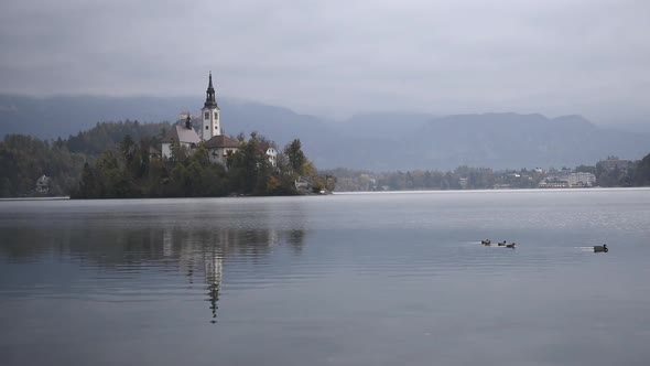 Colorful Sunrise View of Bled Lake in Julian Alps, Slovenia