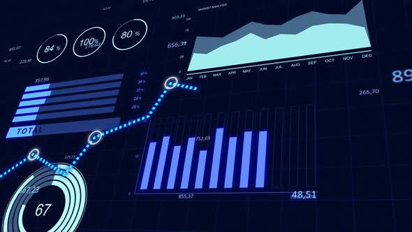 Stock Market Business Graphs and Financial Charts with Blue Color ...