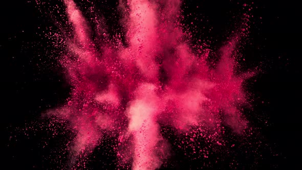 Super Slowmotion Shot of Pink Powder Explosion Isolated on Black