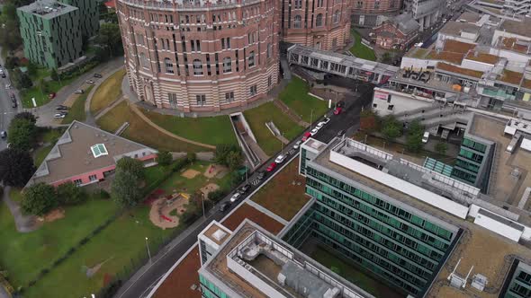 Gasometer Buildings Vienna From Above alt