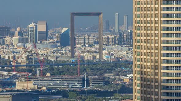 Dubai Skyline Timelapse with Deira District alt
