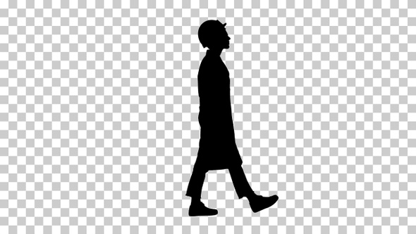 Silhouette woman walking , Alpha Channel alt